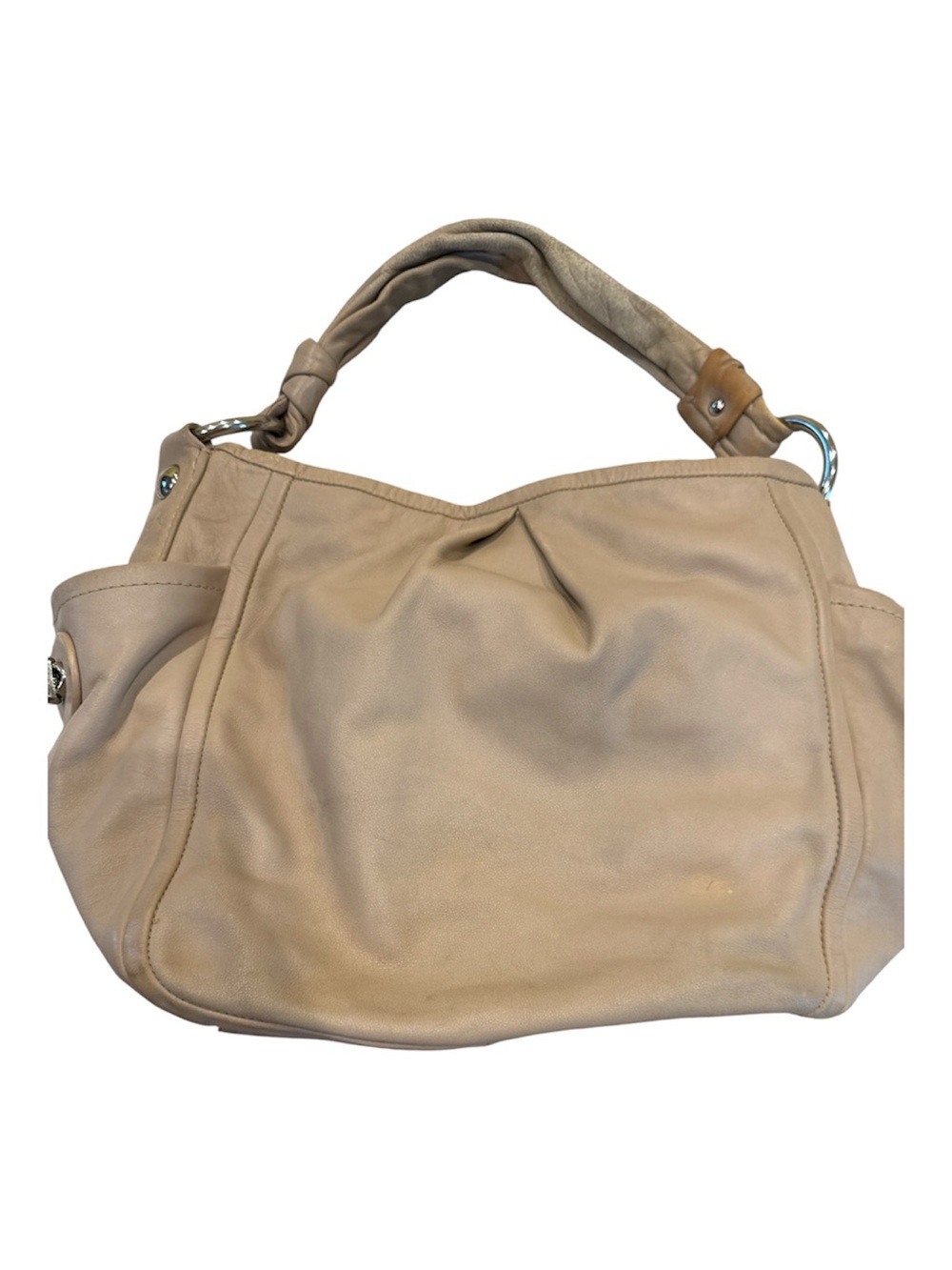 Coach Parker Beige Leather Hobo Bag with Scarf-Wrapped Handle - Picture 14 of 16